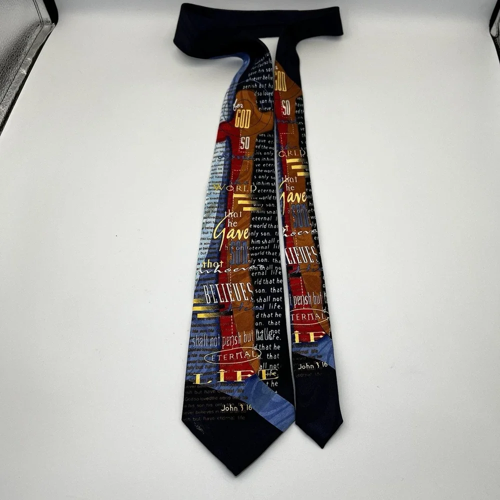 Vintage Steven Harris Hand Made John 3:16 Neck Tie Religious Preacher Pastor - Picture 6 of 6